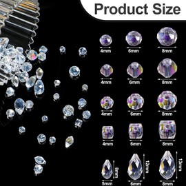 Kigeli Kigeli 1280pcs Glass Beads Bulk Assorted Crystal Beads for Jewelry Making Colorful Faceted Teardrop Rondelle Briolette for DIY Crafts Necklace Wristband Earring Kit(AB Color)