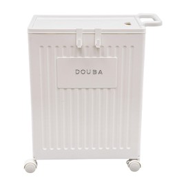 ACNAO Storage Box with Universal Wheels, Collapsible Removable Storage Organizer with Removable Lid, Portable Free Standing Rectangular Storage Boxs for Bedroom, Bathroom, Wardrobe, Laundry (White)