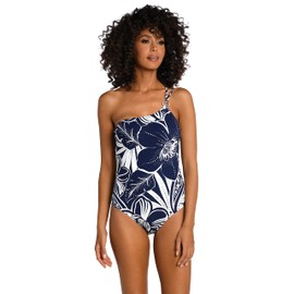 La Blanca Traje de baño de una Pieza con un Hombro para Mujer, Índigo//en la Playa, 16