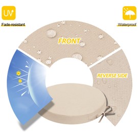 AAAAAcessories Outdoor Seat Cushions for Patio Furniture, Waterproof Replacement Patio Chair Cushions, Set of 2, 15 x 15 x 2 Inch, Beige