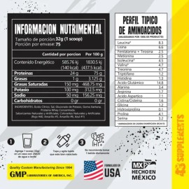 Proteina Hidrolizada 43 Whey Zero 2.4 Kg 75 Servicios Sabor Vainilla