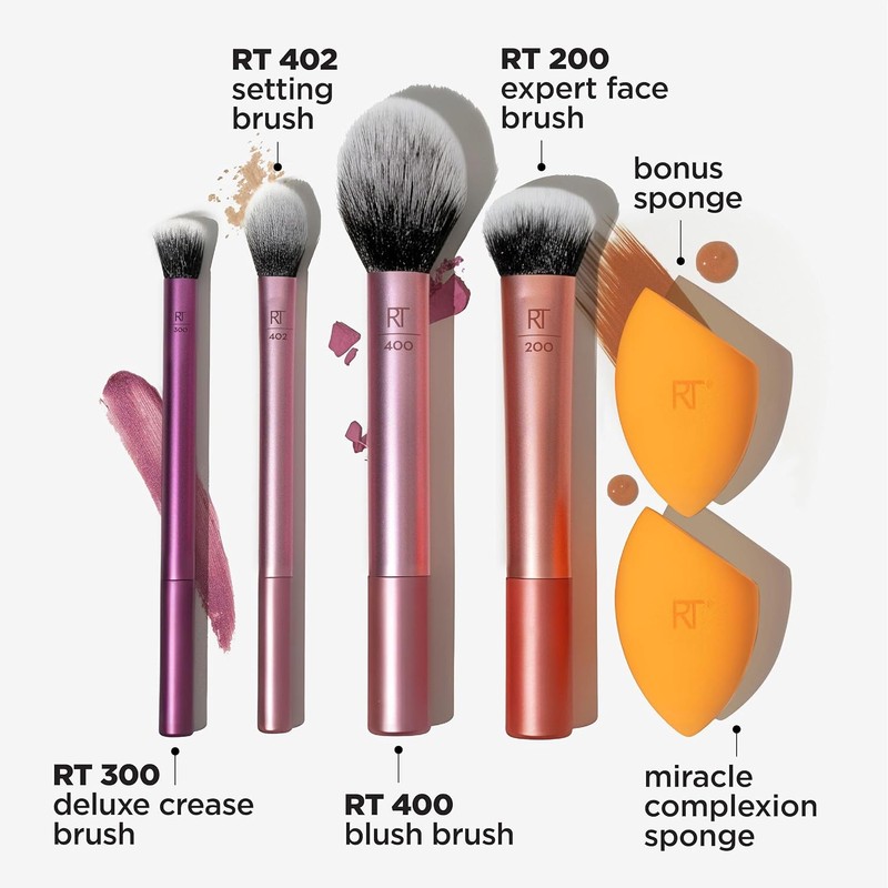 Real Techniques 6-Piece Daily Essentials Makeup Brush Set with 4