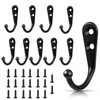 JIUZI Black Wall Mounted Coat Hooks, Rustproof Metal Hooks for