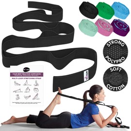 [NEW 2024] TECEUM Stretching Strap for Yoga & Physical Therapy – 10 Loops – Non-elastic Leg Stretch Straps for Stretching, Exercising, Pilates, Post-injury Rehabilitation for All Levels – Men & Women