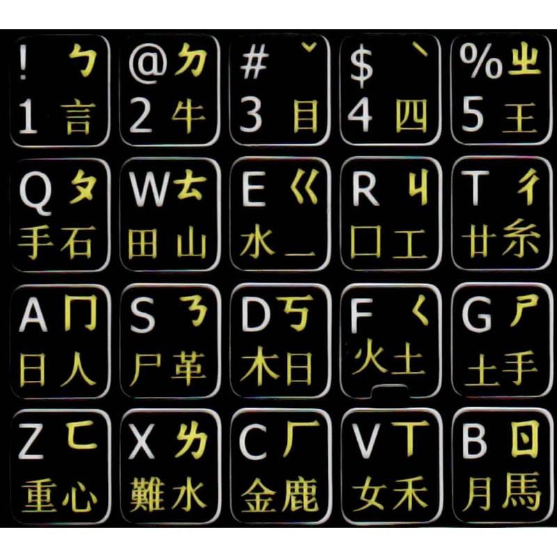 Chinese-English Black BACKGROUBD Keyboard Stickers Non Transparent for Computers LAPTOPS