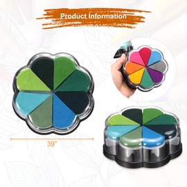 sourcing map Finger Ink Pad for Rubber Stamps Craft, 39" Washable Pigment Ink Pad Stamps for Footprint Handprint Stamping Paper Wood Fabric Scrapbooking, Mixed Green