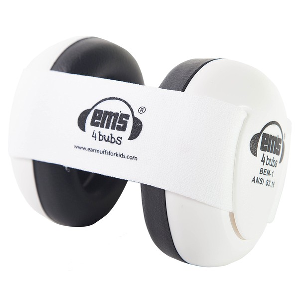 Em's 4 Bubs Baby Earmuffs Ear Defenders with Headband White