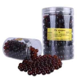 2LB Glass Pie Weights For Blind Baking Pie Crust Weights Baking Beans Non-porous Dust-free Humidity-proof & mold-free Reusable Beads Fit Pie Weight for 6-10 inch Pies (Amber)