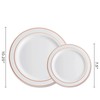 Munfix 100 Rose Gold Rim Plastic Plates Set, 50 Pcs