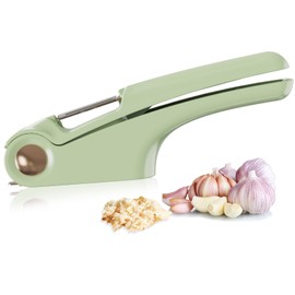 LovefulMug Garlic Press, 4in1 Multi-function Grade Garlic Mincer, Crusher & Peeler Set, Premium Garlic Mincer Tool with Cleaning Brush, Garlic Crusher for Home and Kitchen (green)