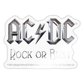 Spreadshirt AC/DC Logo In Silver Rock Or Bust Album Sticker, 10 x 10 cm, Glossy Transparent