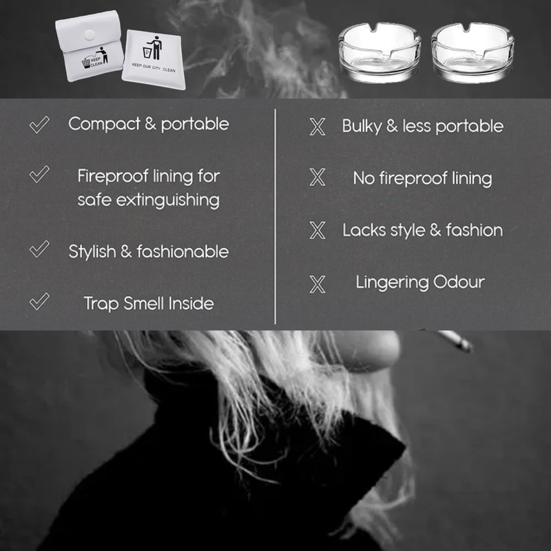 4Pcs Environmental Portable Ashtray Reusable Ash Pouch Fireproof Mini Ashtray