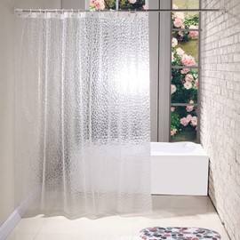KnSam Shower Curtain 120 x 200 cm, Waterproof Shower Curtain Transparent for Bathroom, EVA Washable Bath Curtain, Anti-Mould, Antibacterial, Includes 12 Shower Curtain Rings