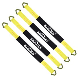 Autofonder Axle Tie Down Straps - Lab Inspected 10,000lb. Break Strength - Heavy Duty Protective Sleeves & D Rings to Ensure Peace of Mind - Used for Car Engine Hoist, Truck, Trailer, UTV (4-Pack Set)