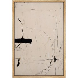 SIGNWIN Framed Canvas Print Wall Art Abstract Minimalist, Black and White Wall Art Prints Modern Art Decorative Contemporary for Living Room, Bedroom, Office - 16"x24" Natural