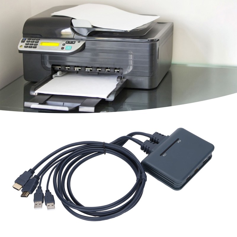 USB KVM Switch 2 Ports Wired HD Multimedia Interface KVM