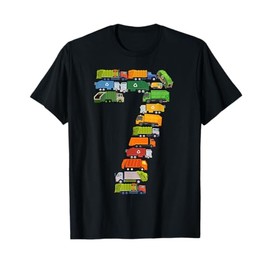 Fun Garbage Truck 7th Birthday Party 7 Years Old Boy Kids T-Shirt