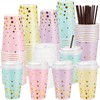 40 Set 12oz Pastel Gold Dot Paper Cup Sparkly Gold