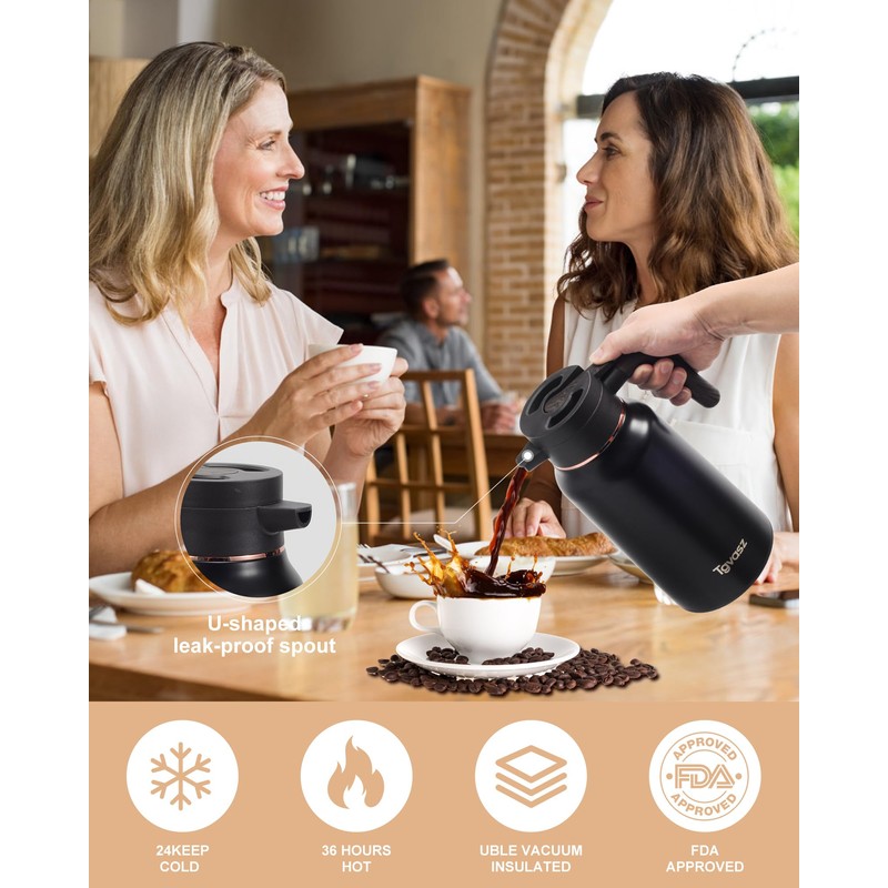 34 Oz Carafes for Hot Liquid, Stainless Steel Insulated Vacuum