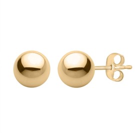 PARIKHS Yellow Gold Ball Earrings High Polished 4MM with 14k Yellow Gold Pushbacks