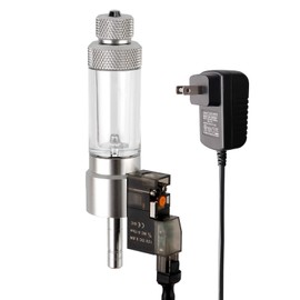 Clscea Aquarium Plant CO2 Solenoid Valve Bubble Counter, One-touch Fitting with Integrated Electric Valve (Backflow Prevention Valve Included)