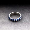 Uloveido Steel Band Ring Blue White Ring Engagement Ring Band