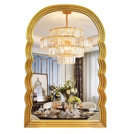 Varsoul Arch Wall Mounted Mirror 24x36 inch Gold Vintage Rippled Bathroom Mirror for Bathroom, Bedroom, Living Room & Entryway Décor | Large & Chic Home Accessory.