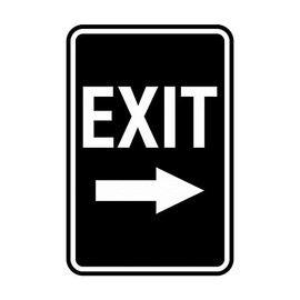 Signs ByLITA Portrait Round Exit Right Arrow Sign with Adhesive Tape, Mounts On Any Surface, Weather Resistant, Indoor/Outdoor Use (Black) - Large