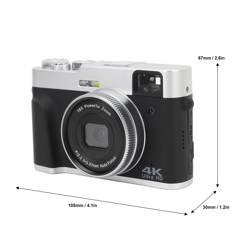 Retro Style Digital Camera, Autofocus 4K Vlogging Camera with 2.8