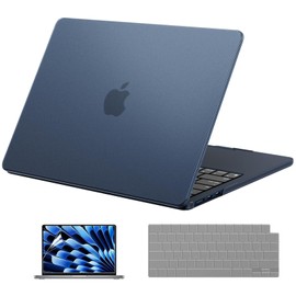 EooCoo Case Compatible with MacBook Air 15 inch M5 2026 2025-2023 Release M4 M3 M2 Model A3448 A3241 A3114 A2941, Plastic Hard Shell Case & Keyboard Cover & Screen Protector, Matte Midnight