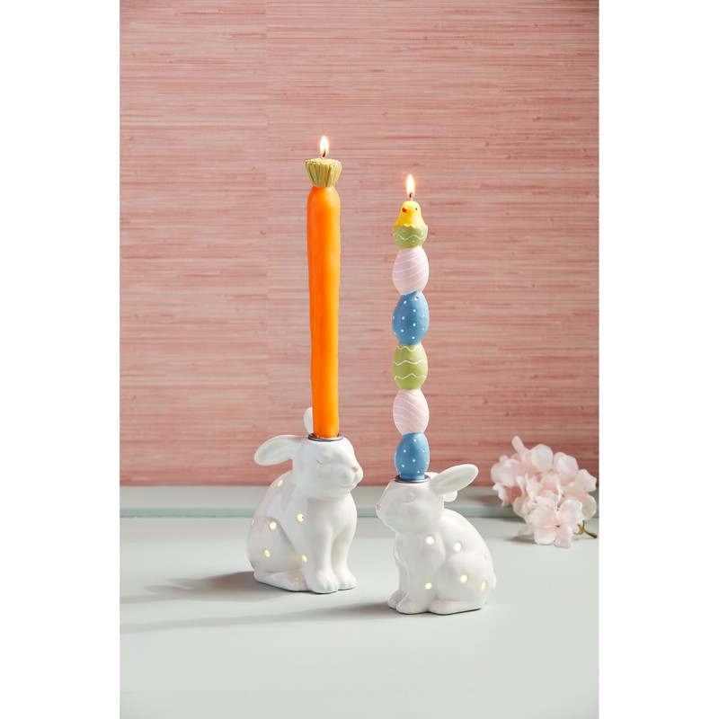 Mud Pie Led Bunny Taper Holder, White