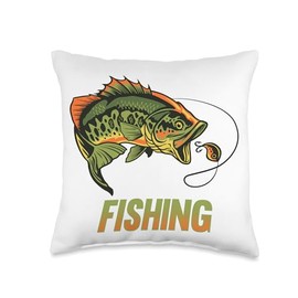 Angler, Fischer, Angel Fish Fish Outifts And Gifts Angel, Angler Fisherman Outfit Bass Fishing Throw Pillow, 16x16, Multicolor