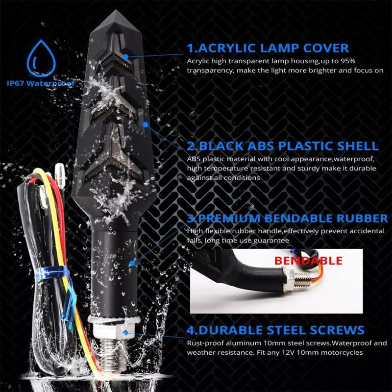 HERMOHERMO Direcciónales Led Motocicleta Secuencial Doble Función 2pz