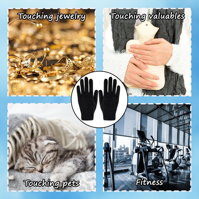 BFSYRR Black Cotton Gloves,Cotton Gloves,12 Pcs Mitten Comfortable Breathable Men