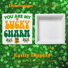 St. Patricks Day Decor - St Patricks Day Decorations - You Are My Lucky Charm Wood Decorative Sign Home Decor for Desk Table Shelf 5 x 5 Inches