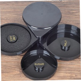 STOBAZA 1pc Cocktail Seasoning Box Three Black Salt and Sugar Side Box with Tray for Bars Easy to Identify Labeled Compartments for Housewarming