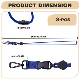 3 Packs Blue Quick Release Neck Lanyard for ID Holder, Adjustable Breakaway Lanyards for ID Badges with Detachable Buckle & Metal Hook, Heavy Duty Key Lanyard for Women Men Cell Phones Work (Blue)