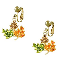 Fall Leaves Gold Tone Earrings CLIP-ON