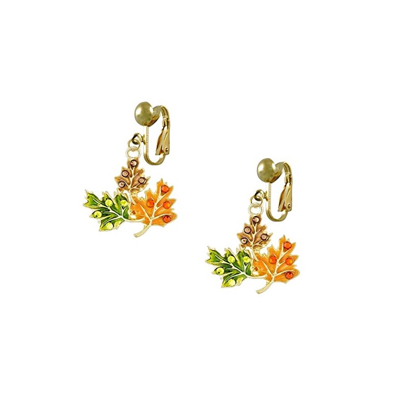 Fall Leaves Gold Tone Earrings CLIP-ON