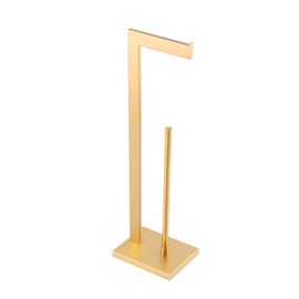 GERZWY Gold Toilet Paper Holder Free Standing with Reserve Stainless Steel Tissue Roll Holder Floor Stand Storage