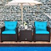 Tangkula 3 Pieces Patio Furniture Set, PE Rattan Wicker 3