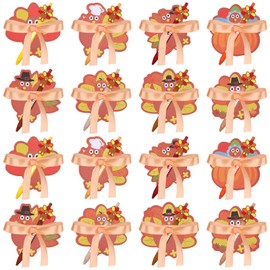 XEQWZVFR 24 Sets of Autumn Sticky Notes Set Thanksgiving Gift Bulk Thank You Gift Turkey Pattern Suitable for Friends Classmates School Office Colleagues Inspirational Ballpoint Pen Ribbon Bulk