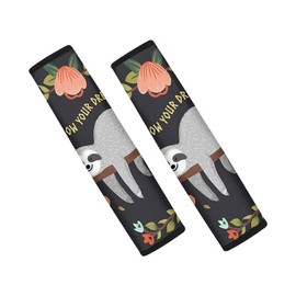 Jeiento Follow Your Dreams Sloth Seat Belt Cover for Kids,Car Seatbelt Cover,Travel Pillow for Road Trips,Seatbelt Cushion,Vehicle Safety Belt Strap Shoulder Pads Protector for Children 2pcs