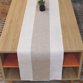 Eulond Table Runner, Simple Country House Style, Washable Table Runner Made of Two-Tone Stitching, Elegant Table Decoration for Birthdays and Weddings, 30 cm x 180 cm
