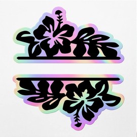 Holographic Decal Stickers Of Split Hibiscus Border Premium Waterproof Vinyl Decal Stickers For Laptop Phone Accessory Helmet Car Window Mug Tuber Cup Door Wall Decoration ANDVER3523751HO110422