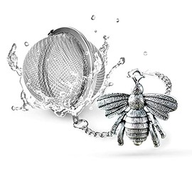 TeaSanavie Tea Infusers for Loose Tea Handmade Honey Bee Tea Strainer for Loose Leaf Tea, Tea infuser with Bee Charm pendant Tea Ball for Brew Fine Loose Tea and Spices & Seasonings