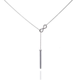 namana 925 Sterling Silver Infinity Y Necklace for Women and Teen Girls. Long Silver Lariat Necklace for Women with a Vertical Bar Sliding in an Infinity Motif.
