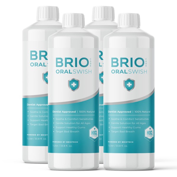 BRIOTECH Pure Hypochlorous Acid Oral Care, BrioCare Oral Swish Gentle Hygiene Mouthwash Rinse, Fight Bad Breath, Plaque & Cause of Gum Irritation, Support Tender Gums, Alcohol Free