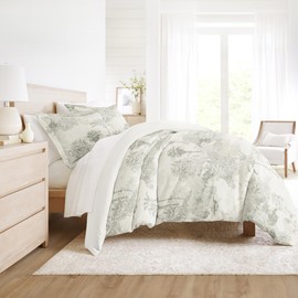 Linens & Hutch Patterned Ultra Soft 3 Piece Duvet Cover Set - Serenity - Full/Queen Eucalyptus