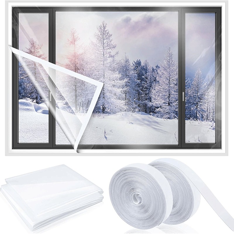 Window Insulation Kit PE Thickened Windproof Reusable Foldable Transparent Tear